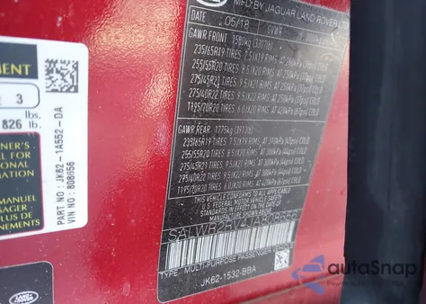 2018 Land Rover Range Rover Sport Hse из США, поврежденный, VIN SALWR2RV4JA808656